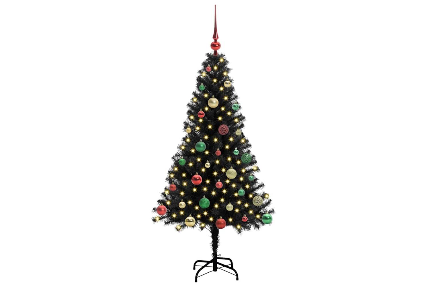 Vidaxl Christmas Tree With 150 Leds With Stand Black 150 Cm Pvc-3