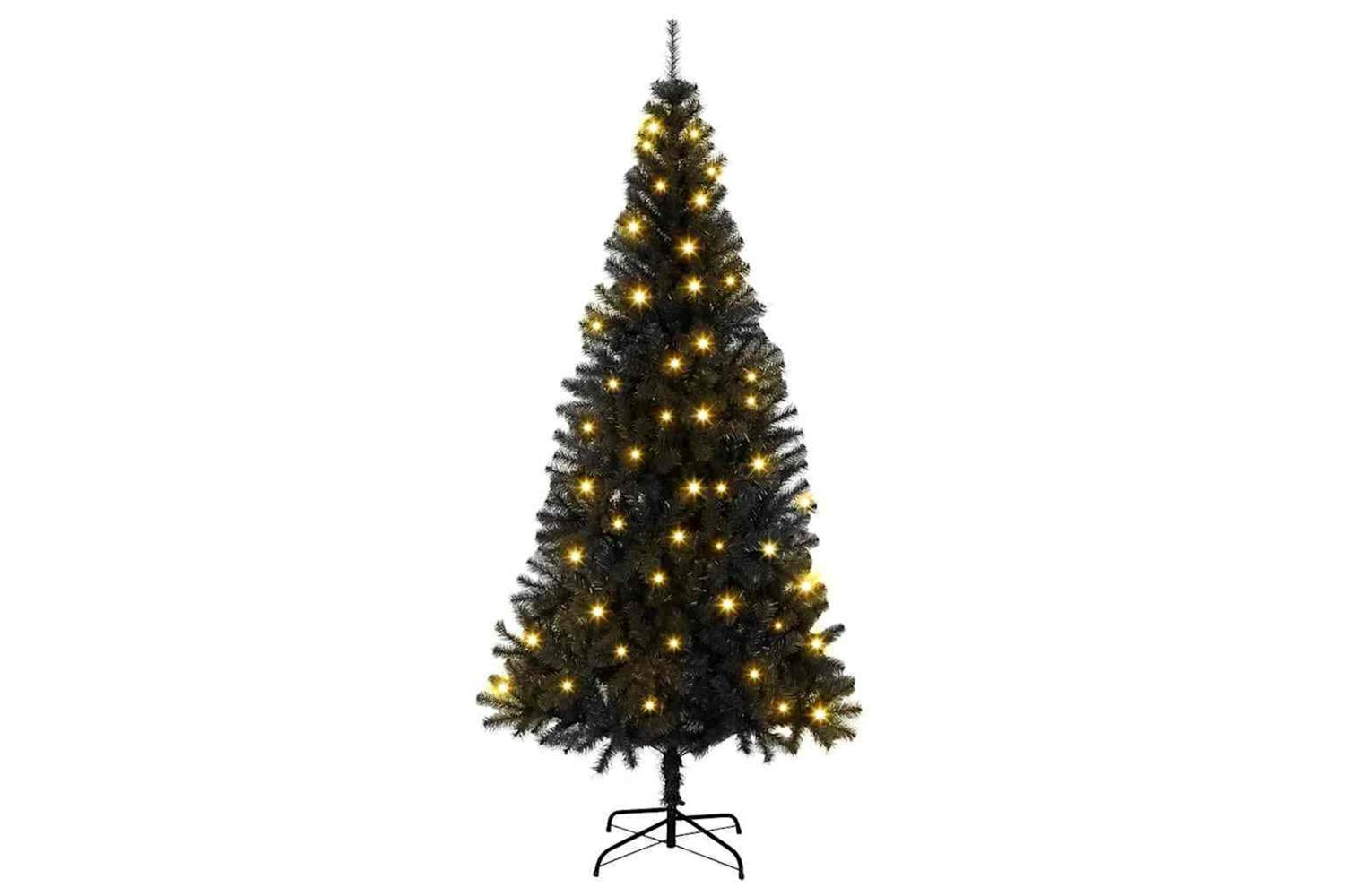 Vidaxl Christmas Tree With 300 Leds With Stand Black 180 Cm Pvc-2