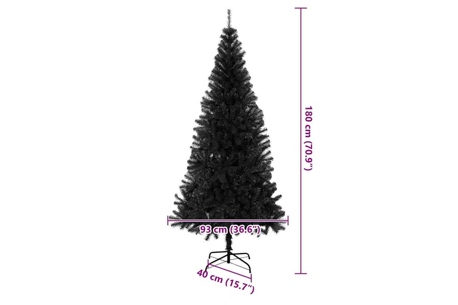 Vidaxl Christmas Tree With 300 Leds With Stand Black 180 Cm Pvc-9