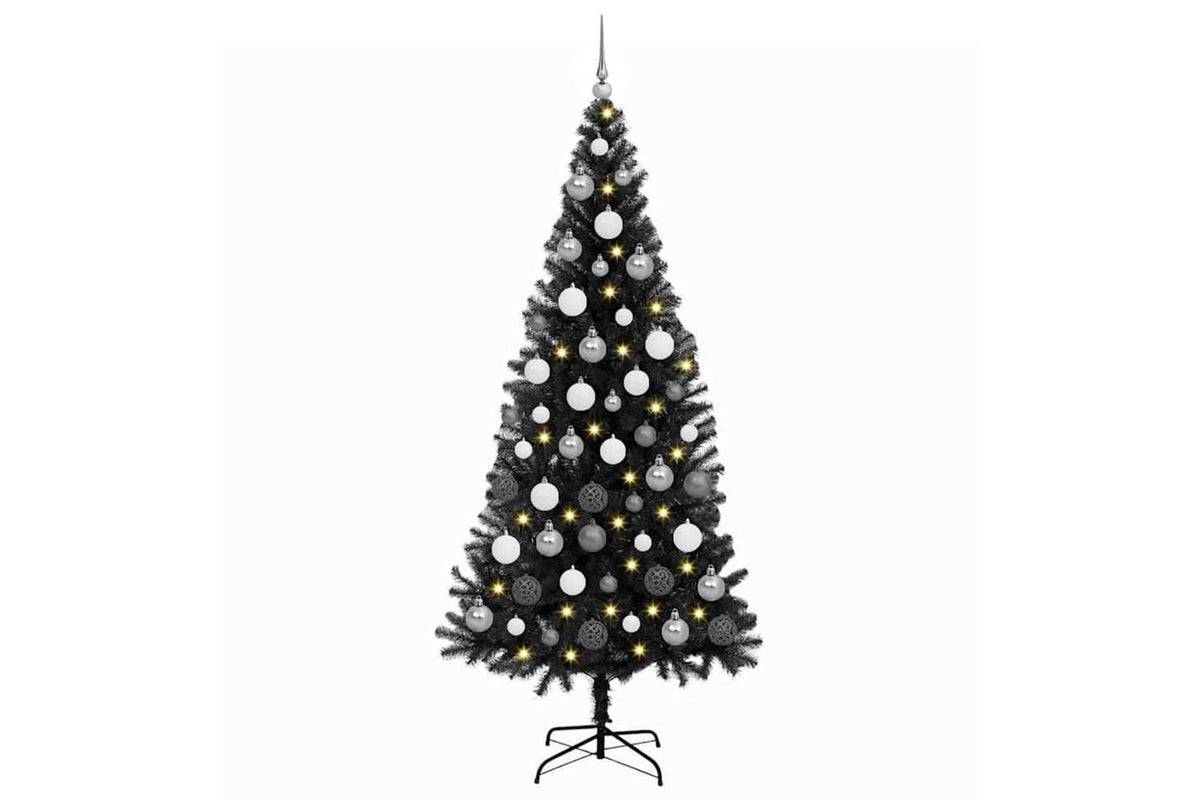 Vidaxl Christmas Tree With 300 Leds With Stand Black 180 Cm Pvc