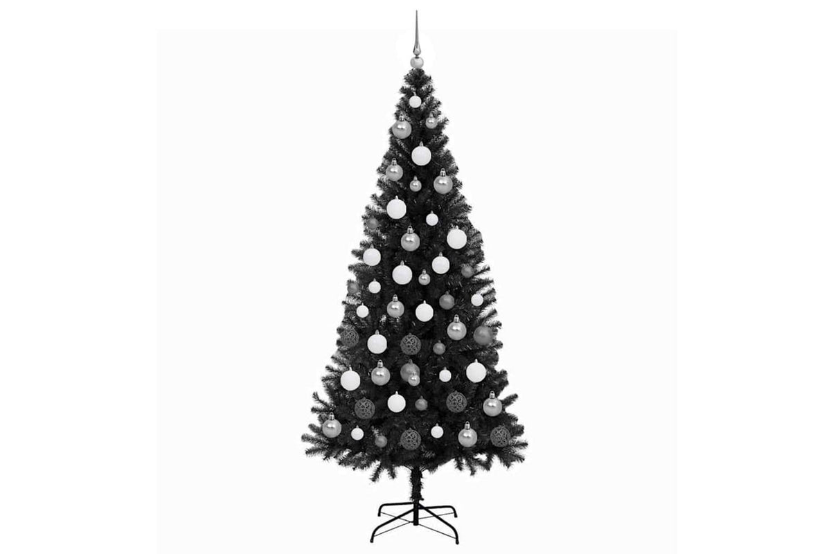 Vidaxl Christmas Tree With 300 Leds With Stand Black 180 Cm Pvc-3