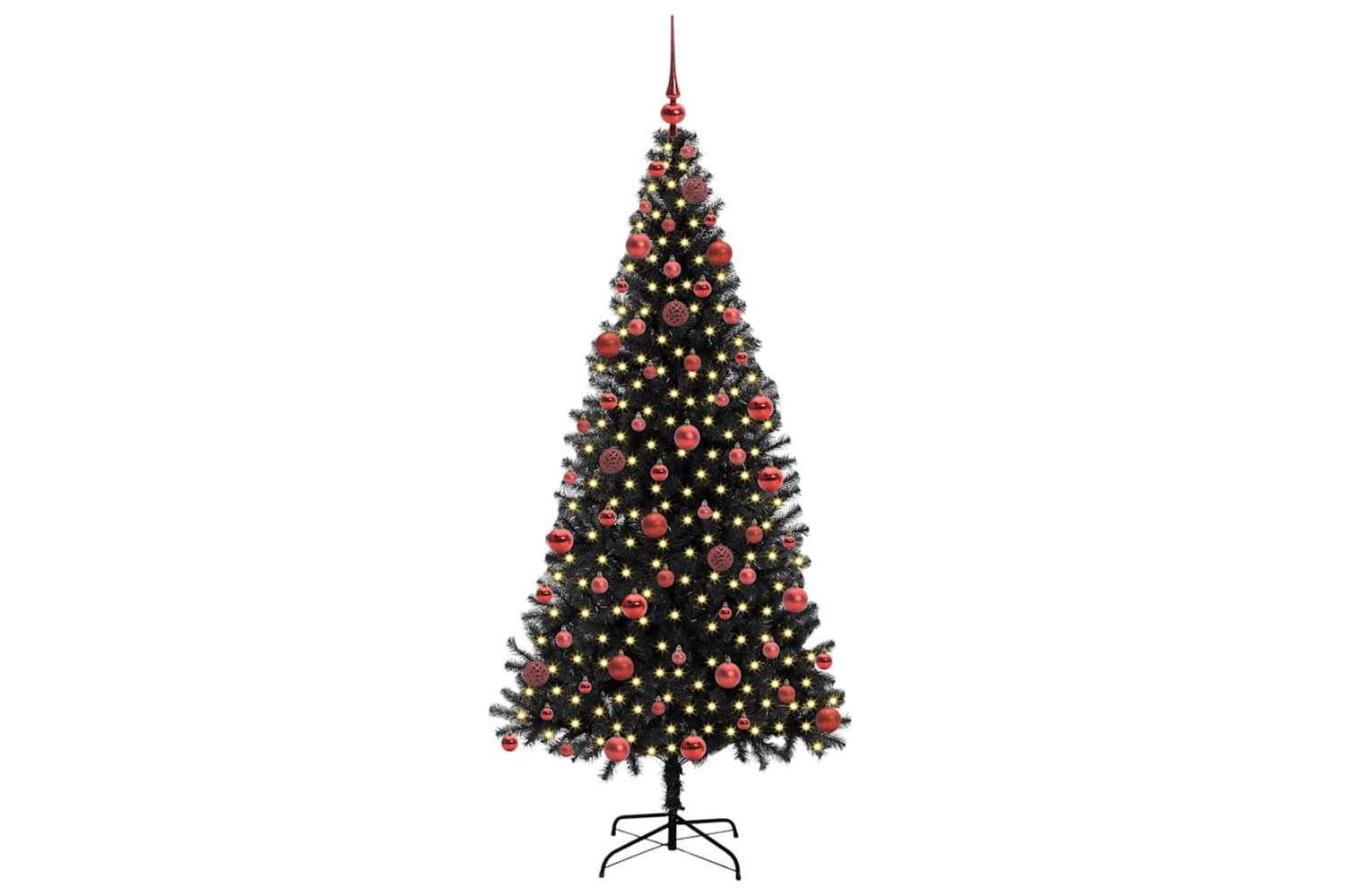 Vidaxl Christmas Tree With 300 Leds With Stand Black 180 Cm Pvc-3