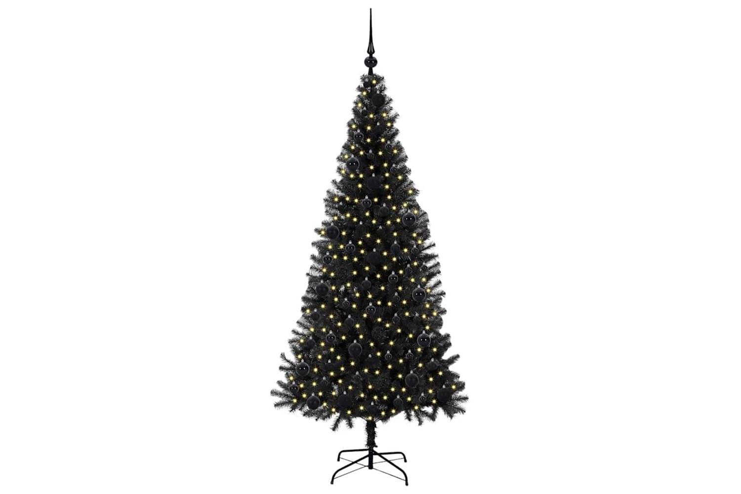 Vidaxl Christmas Tree With 300 Leds With Stand Black 180 Cm Pvc-3