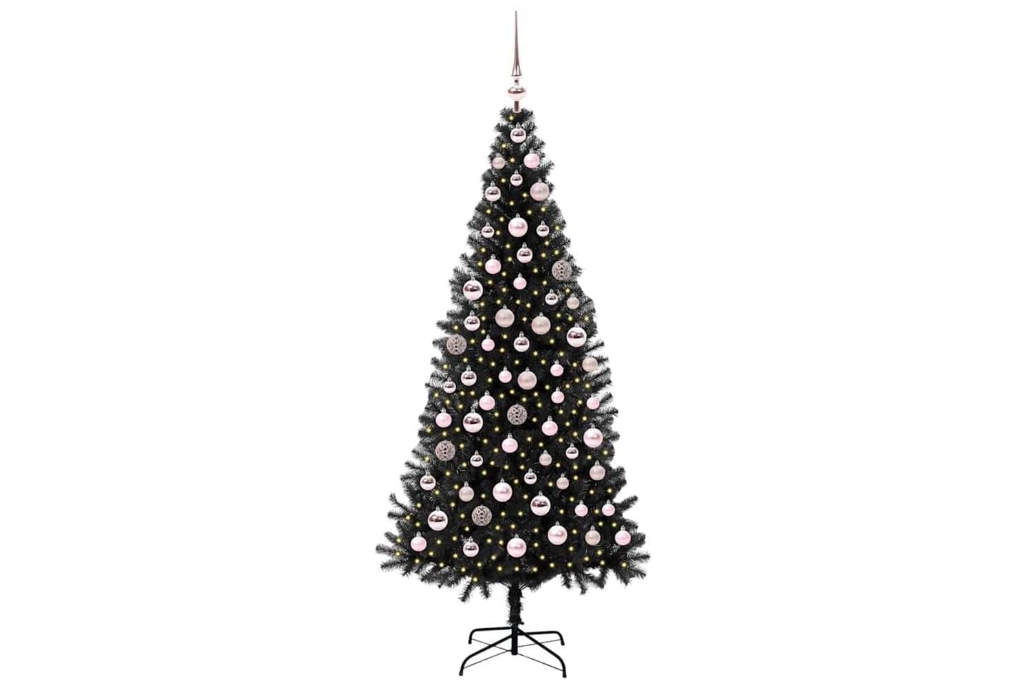 Vidaxl Christmas Tree With 300 Leds With Stand Black 180 Cm Pvc-3