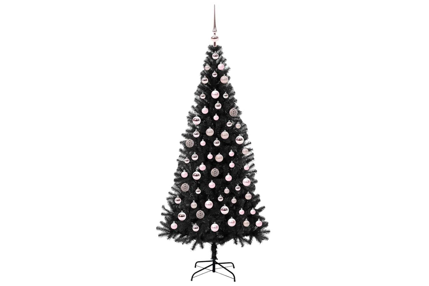 Vidaxl Christmas Tree With 300 Leds With Stand Black 180 Cm Pvc-4
