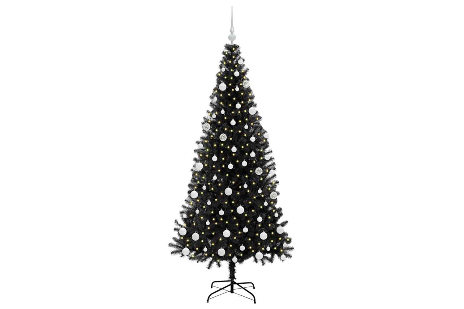 Vidaxl Christmas Tree With 300 Leds With Stand Black 180 Cm Pvc-3