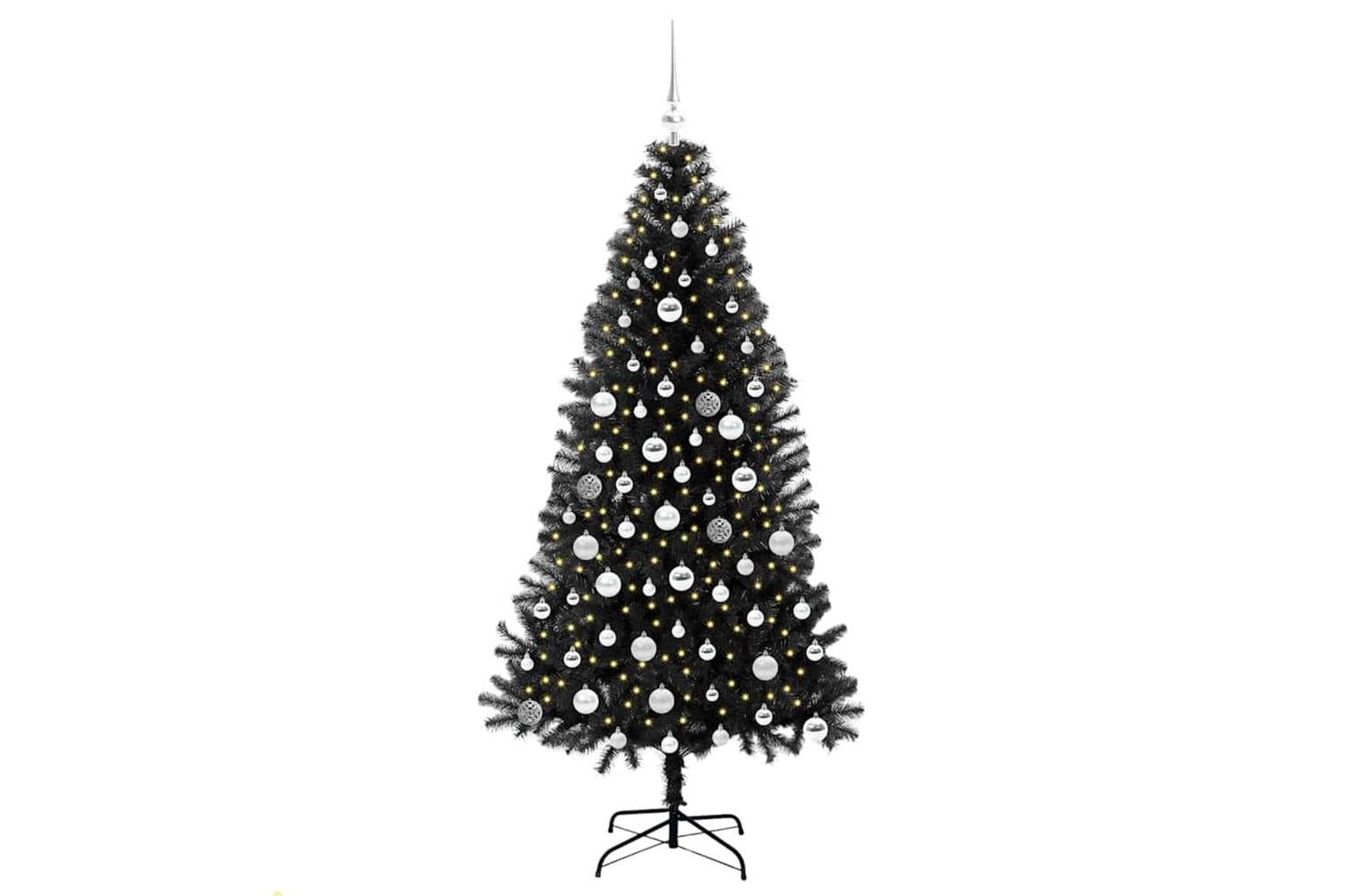 Vidaxl Christmas Tree With 300 Leds With Stand Black 180 Cm Pvc-3