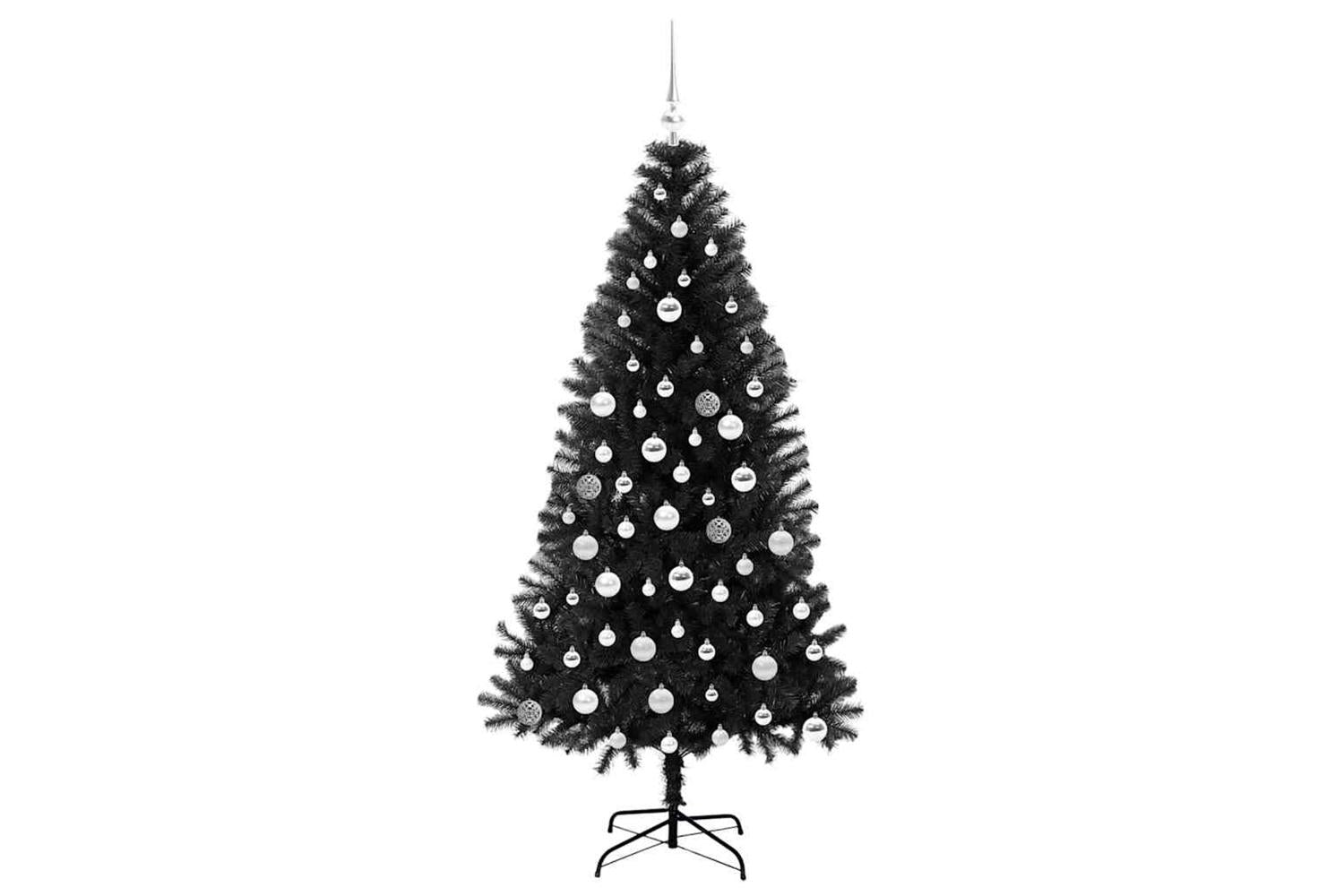 Vidaxl Christmas Tree With 300 Leds With Stand Black 180 Cm Pvc-4