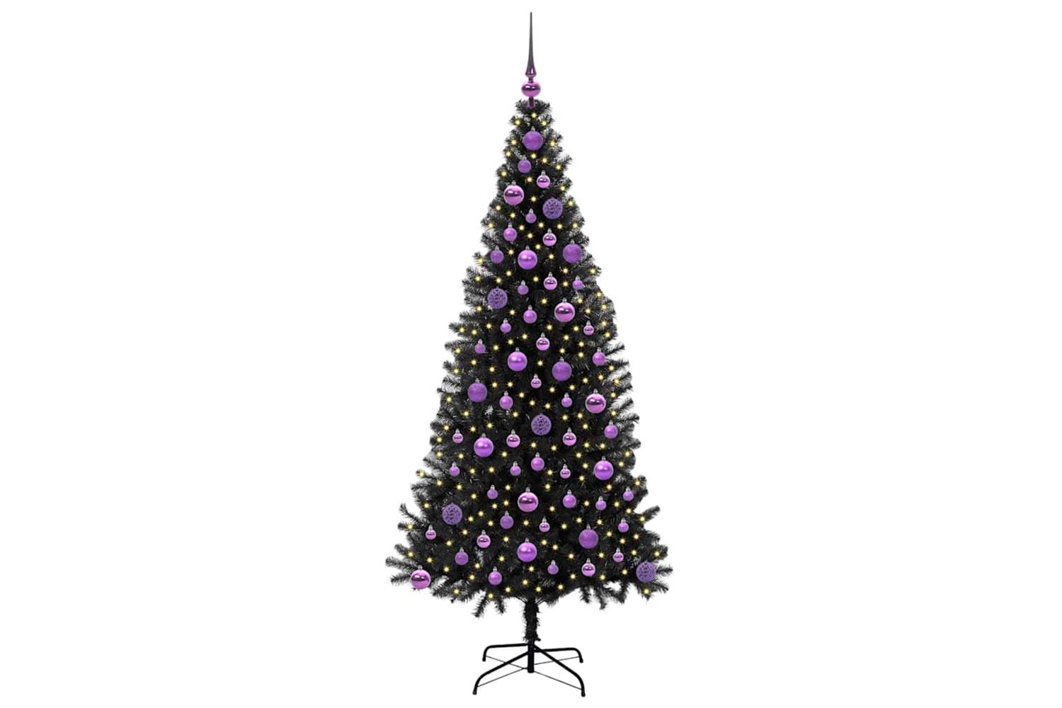 Vidaxl Christmas Tree With 300 Leds With Stand Black 180 Cm Pvc-3