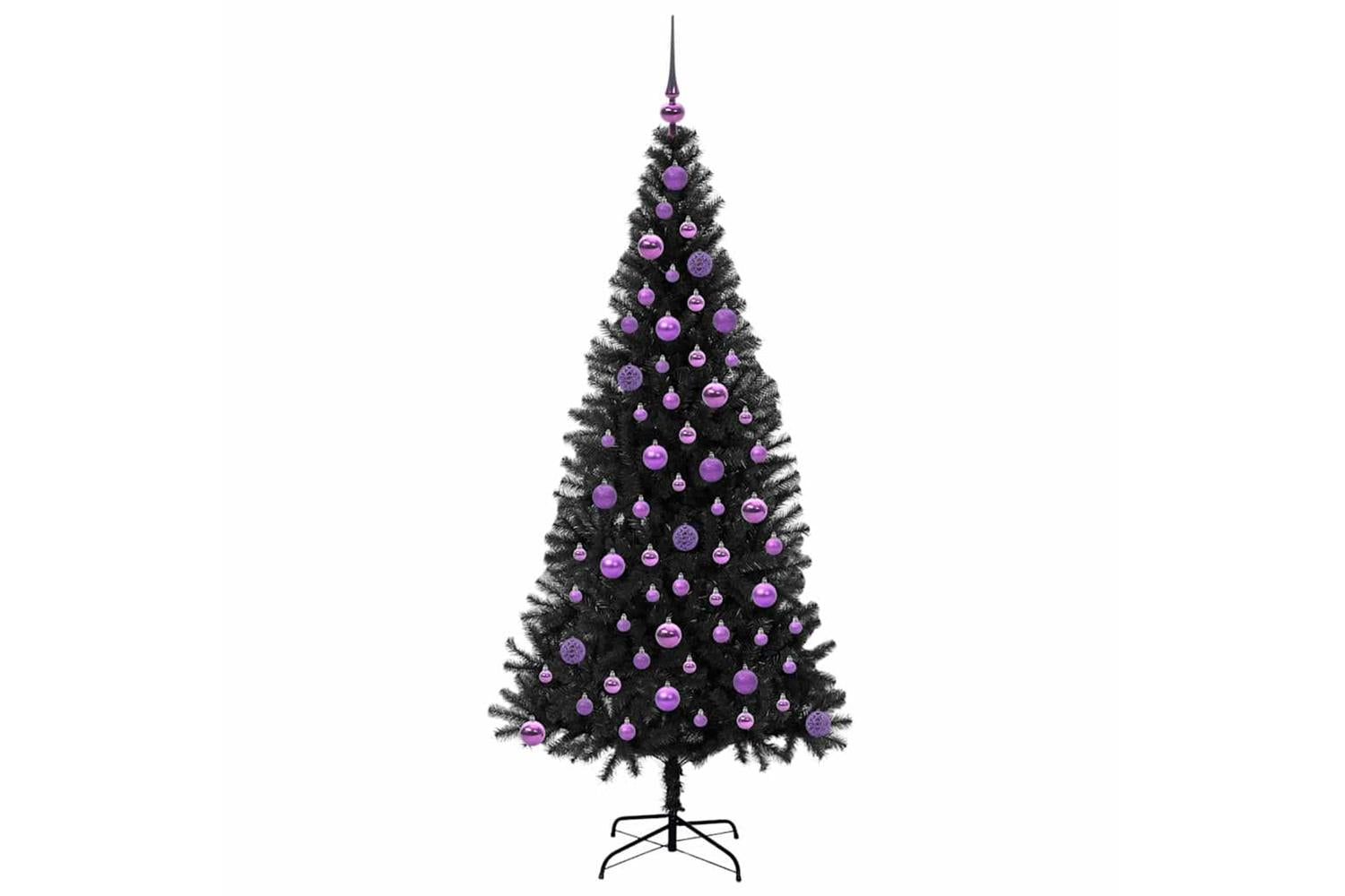Vidaxl Christmas Tree With 300 Leds With Stand Black 180 Cm Pvc-4