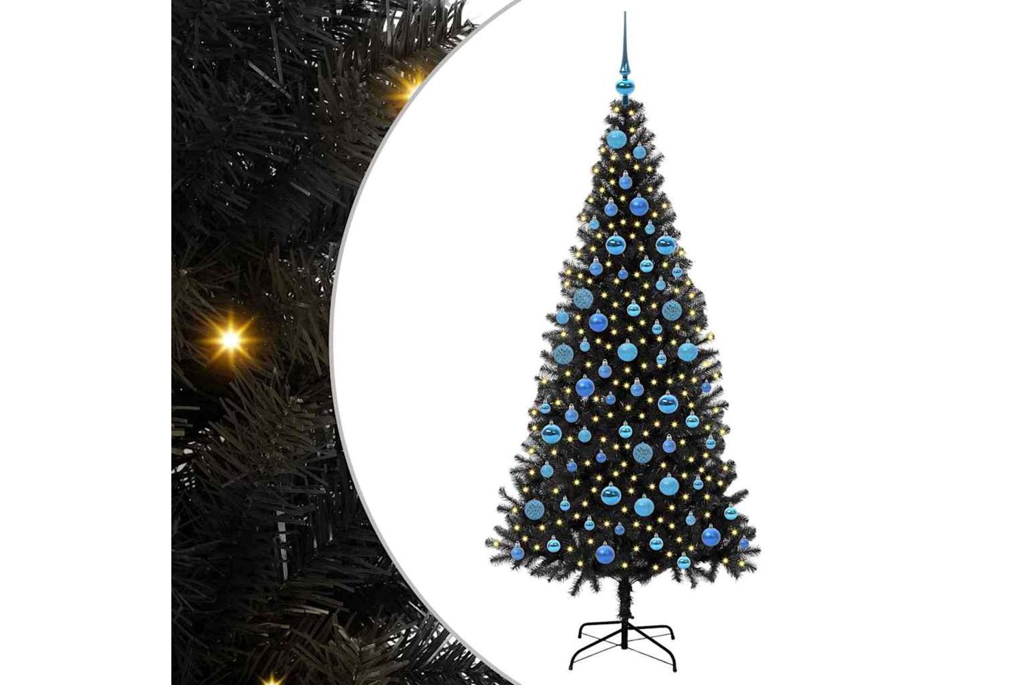 Vidaxl Christmas Tree With 300 Leds With Stand Black 180 Cm Pvc
