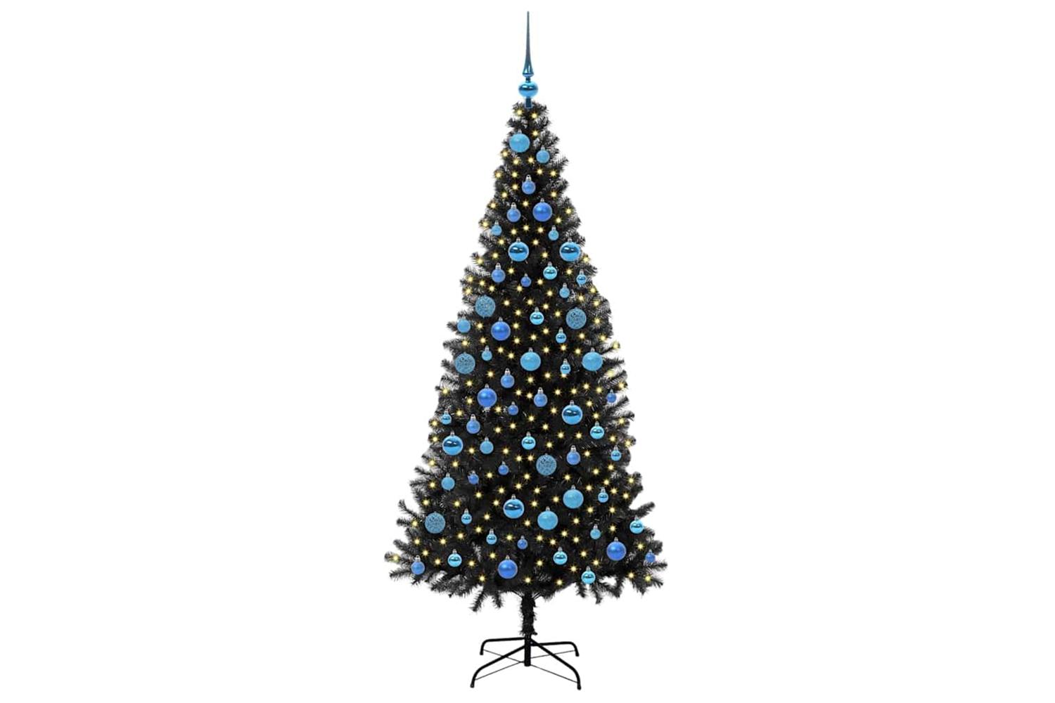 Vidaxl Christmas Tree With 300 Leds With Stand Black 180 Cm Pvc-3