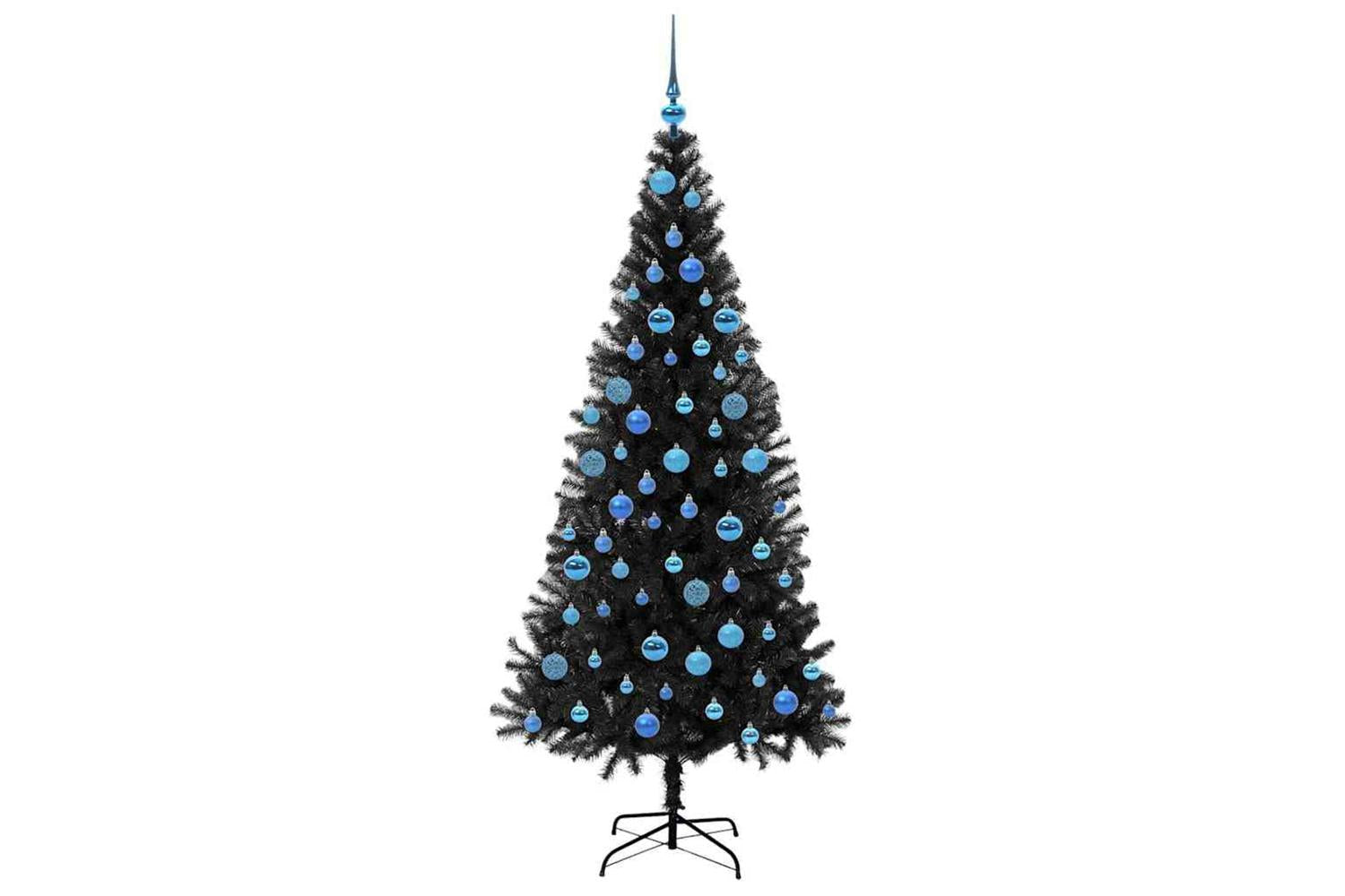 Vidaxl Christmas Tree With 300 Leds With Stand Black 180 Cm Pvc-4