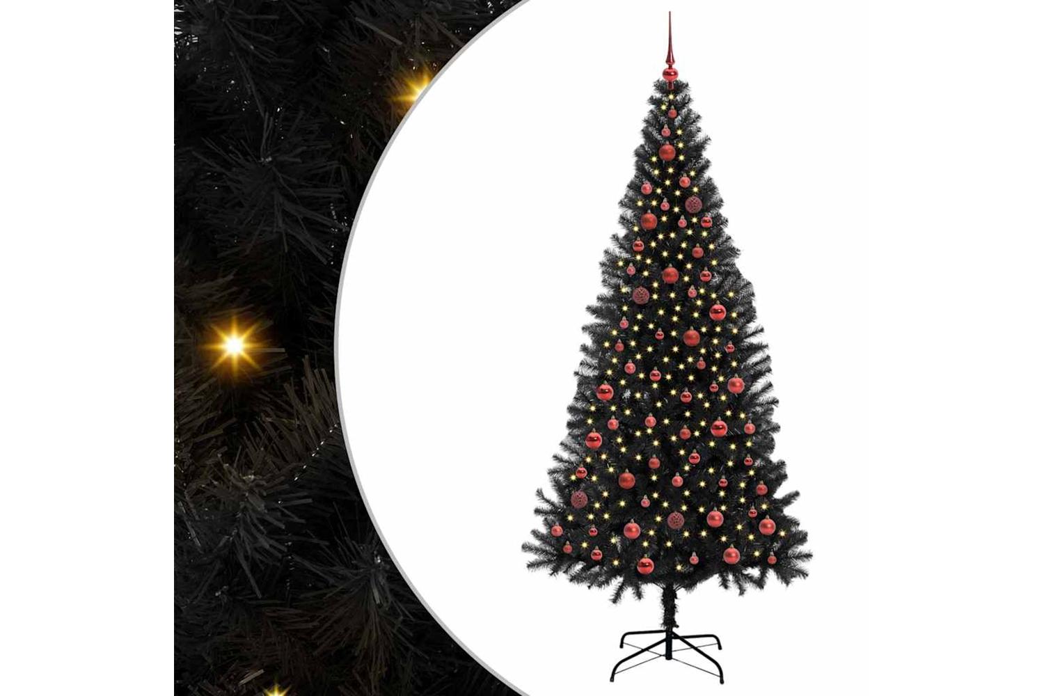 Vidaxl Christmas Tree With 300 Leds With Stand Black 210 Cm Pvc-2