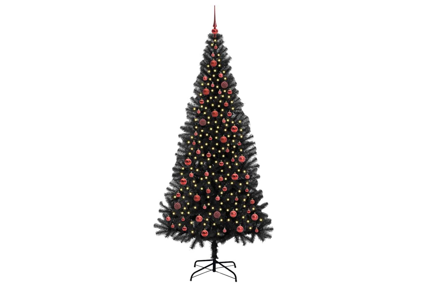 Vidaxl Christmas Tree With 300 Leds With Stand Black 210 Cm Pvc-3