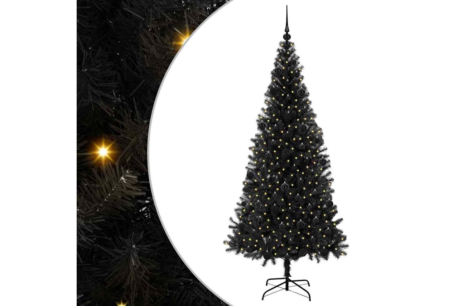 Vidaxl Christmas Tree With 300 Leds With Stand Black 210 Cm Pvc
