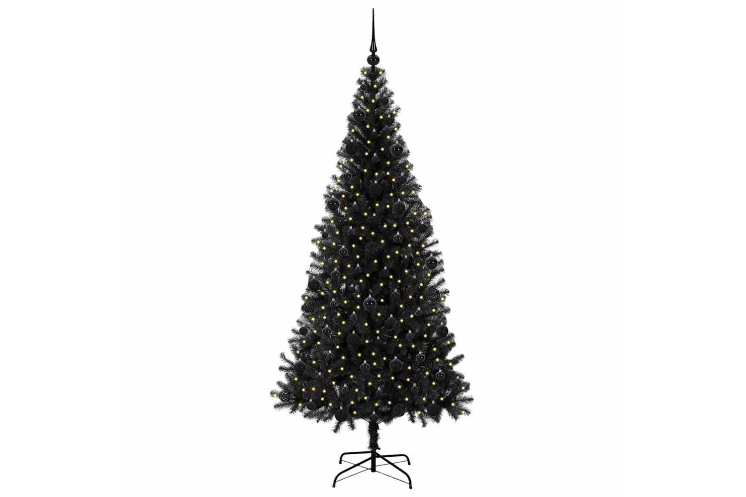 Vidaxl Christmas Tree With 300 Leds With Stand Black 210 Cm Pvc-3