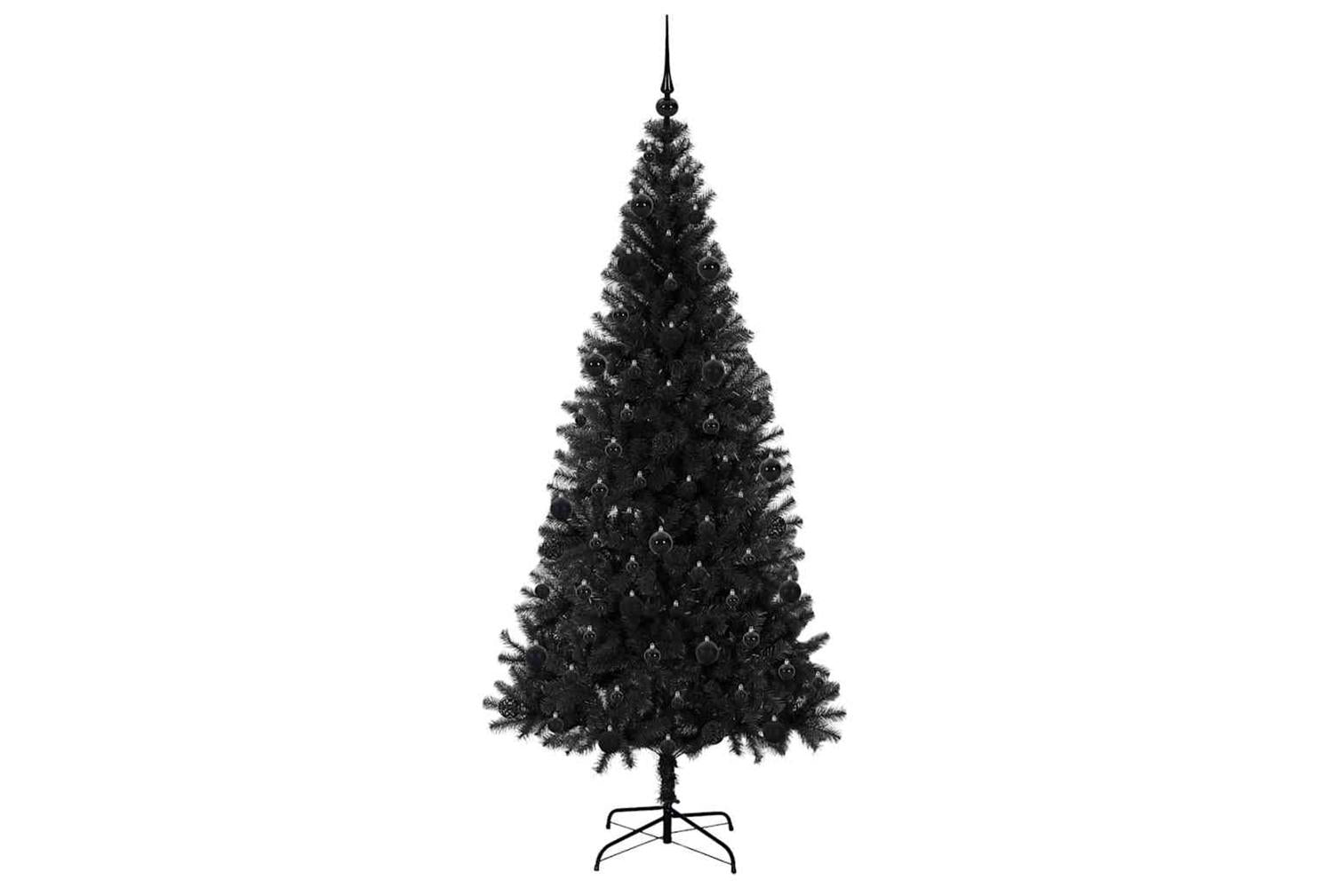 Vidaxl Christmas Tree With 300 Leds With Stand Black 210 Cm Pvc-4