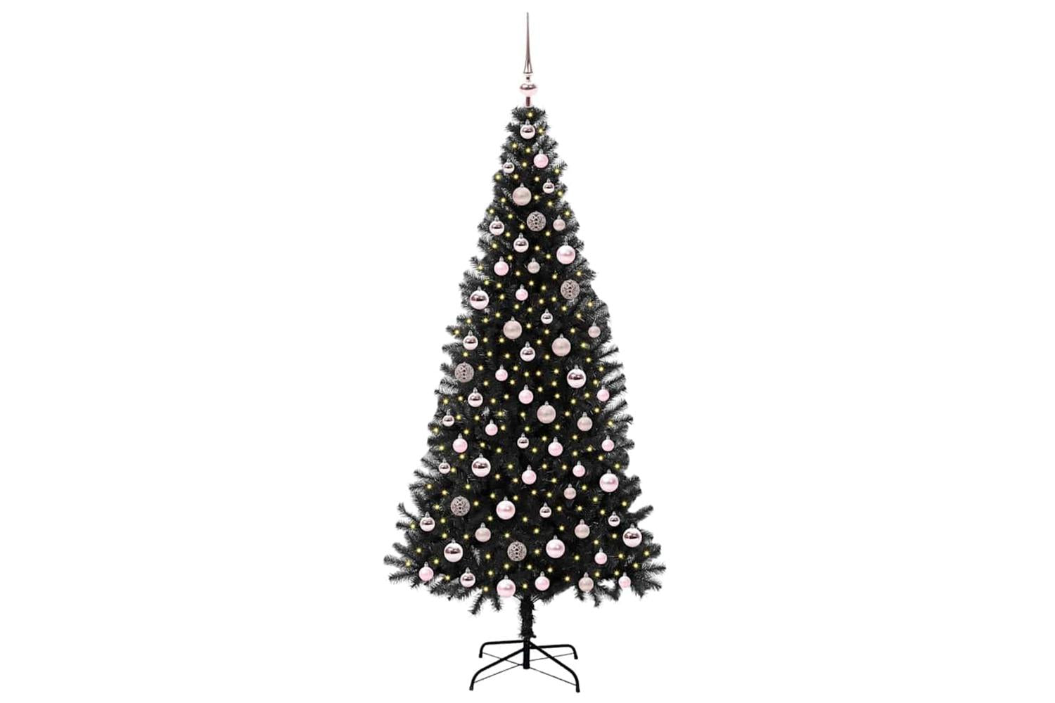Vidaxl Christmas Tree With 300 Leds With Stand Black 210 Cm Pvc-3