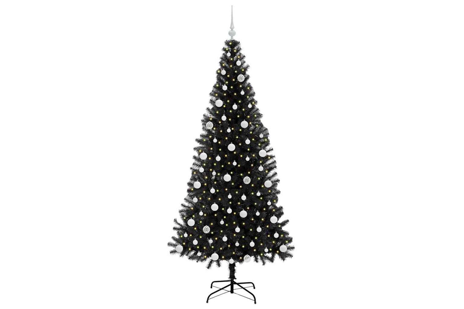 Vidaxl Christmas Tree With 300 Leds With Stand Black 210 Cm Pvc-3
