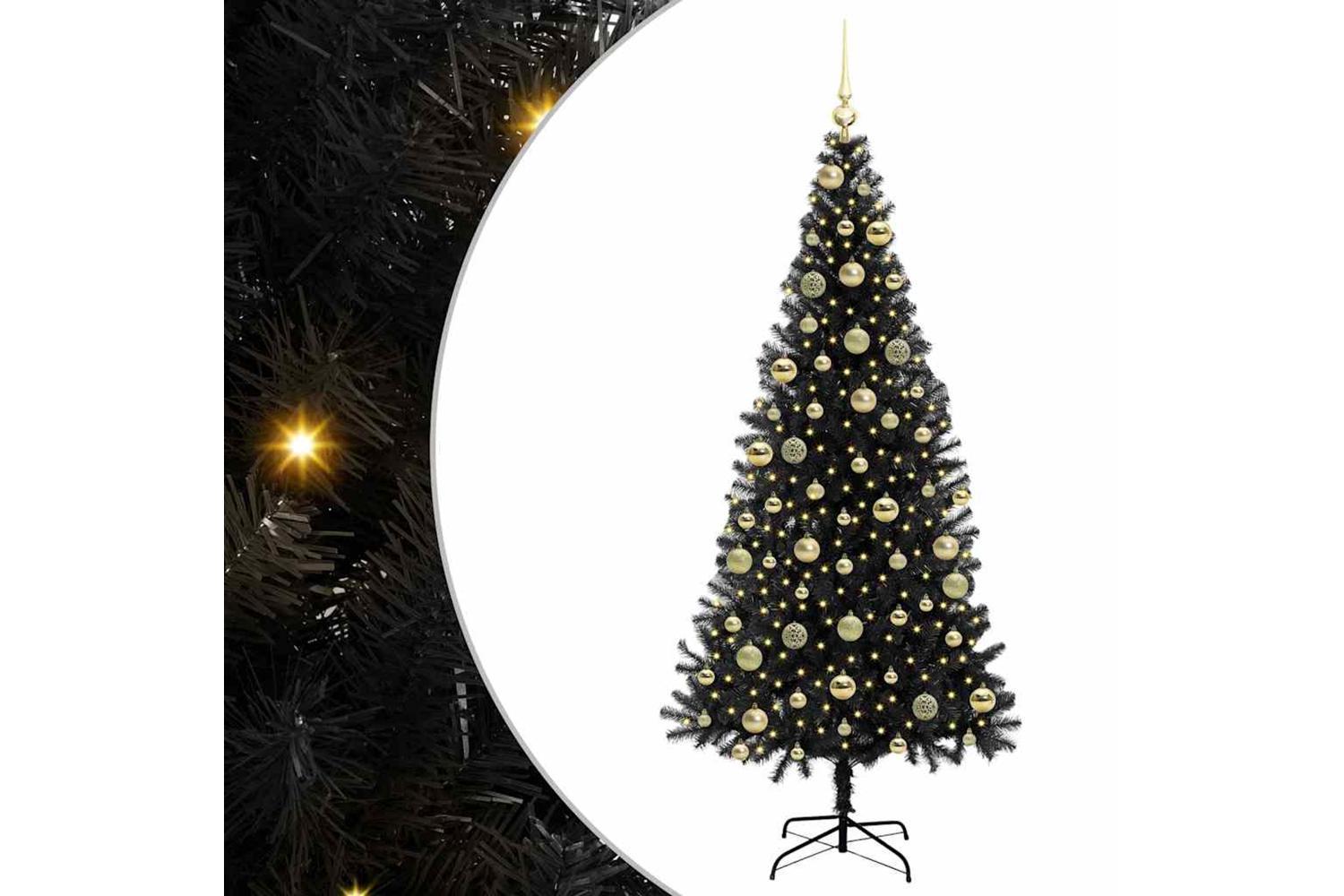 Vidaxl Christmas Tree With 300 Leds With Stand Black 210 Cm Pvc-2