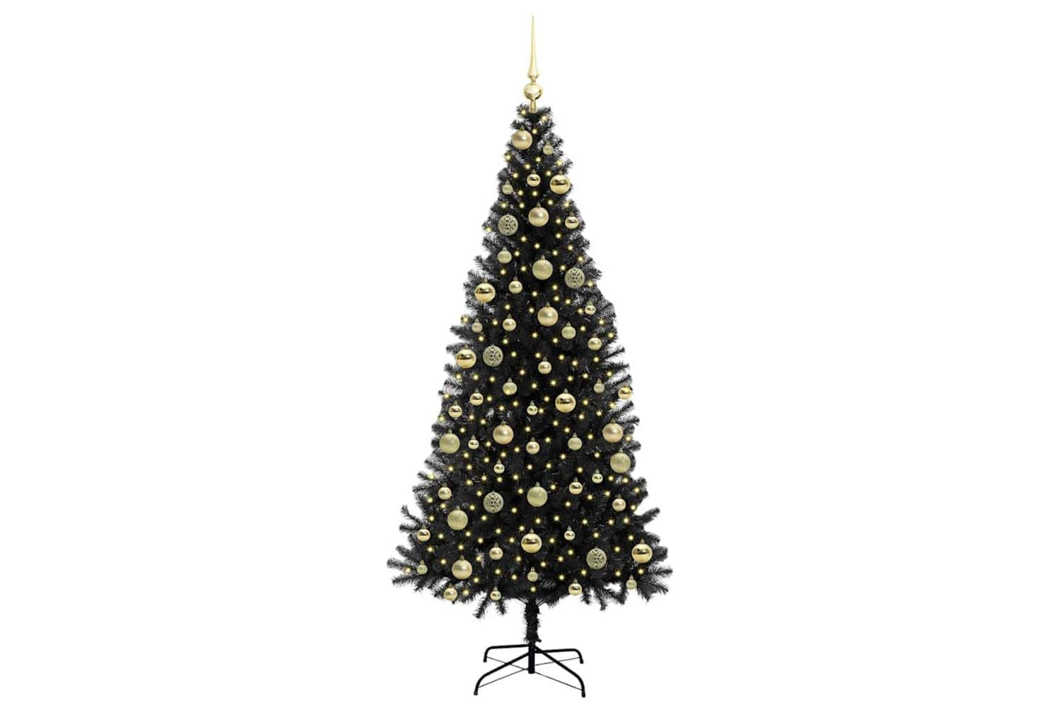 Vidaxl Christmas Tree With 300 Leds With Stand Black 210 Cm Pvc-3