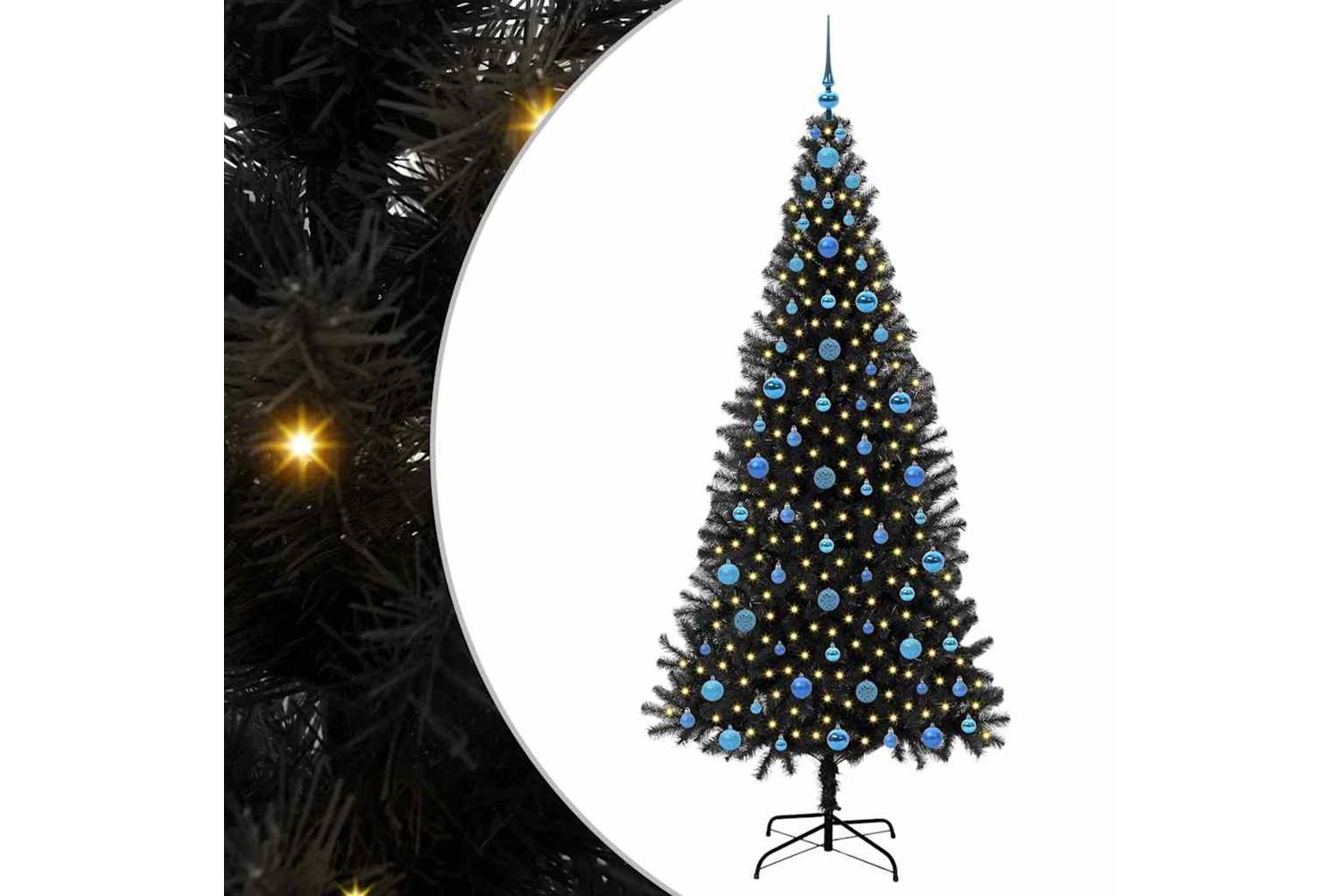 Vidaxl Christmas Tree With 300 Leds With Stand Black 210 Cm Pvc-2