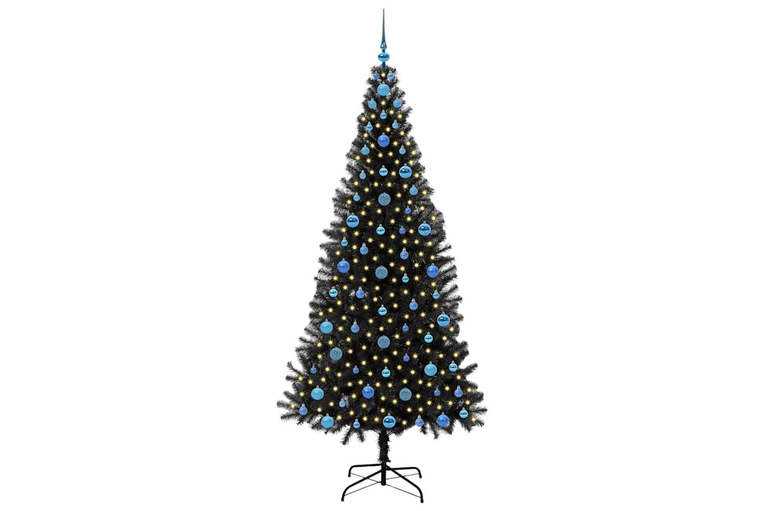 Vidaxl Christmas Tree With 300 Leds With Stand Black 210 Cm Pvc-3