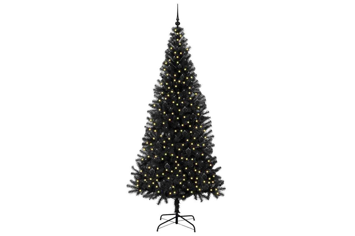 Vidaxl Christmas Tree With 300 Leds With Stand Black 240 Cm Pvc-3