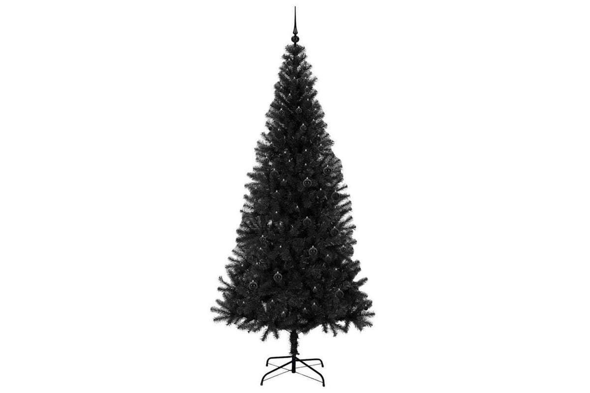 Vidaxl Christmas Tree With 300 Leds With Stand Black 240 Cm Pvc-4