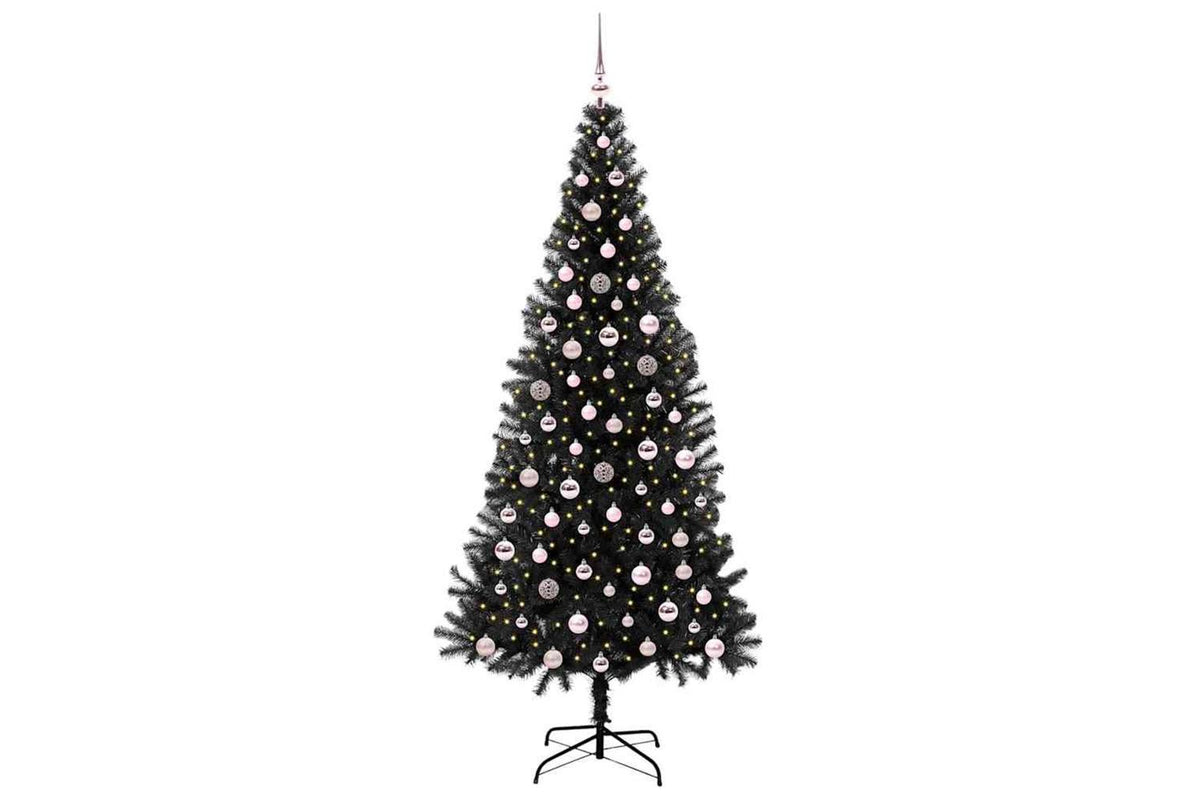 Vidaxl Christmas Tree With 300 Leds With Stand Black 240 Cm Pvc-3