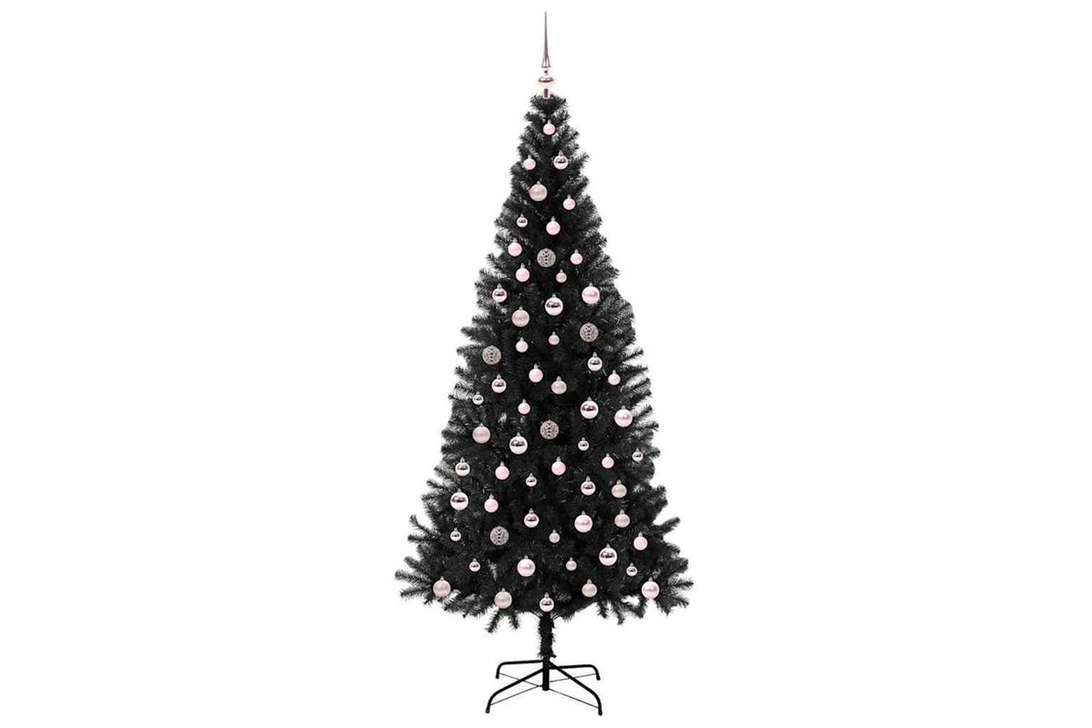 Vidaxl Christmas Tree With 300 Leds With Stand Black 240 Cm Pvc-4