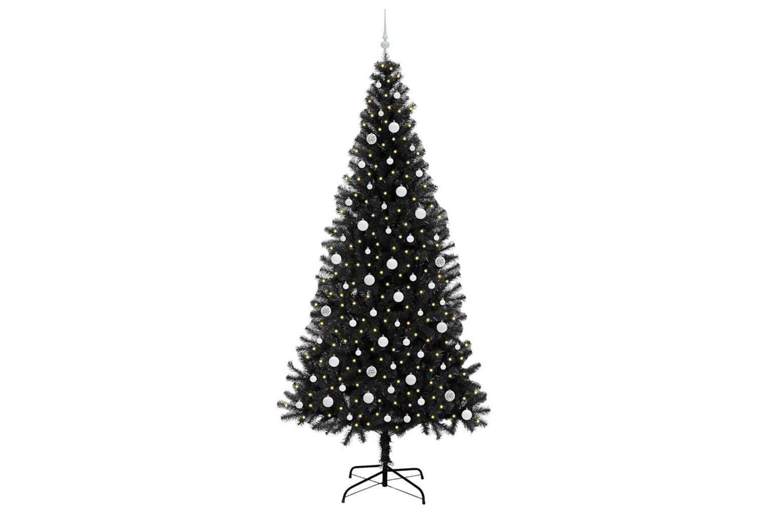 Vidaxl Christmas Tree With 300 Leds With Stand Black 240 Cm Pvc-3