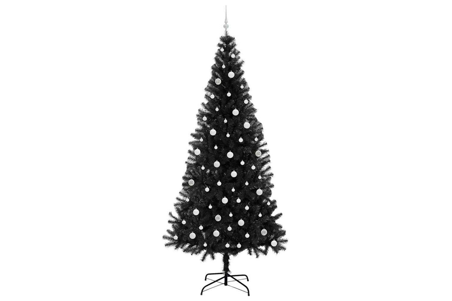 Vidaxl Christmas Tree With 300 Leds With Stand Black 240 Cm Pvc-4