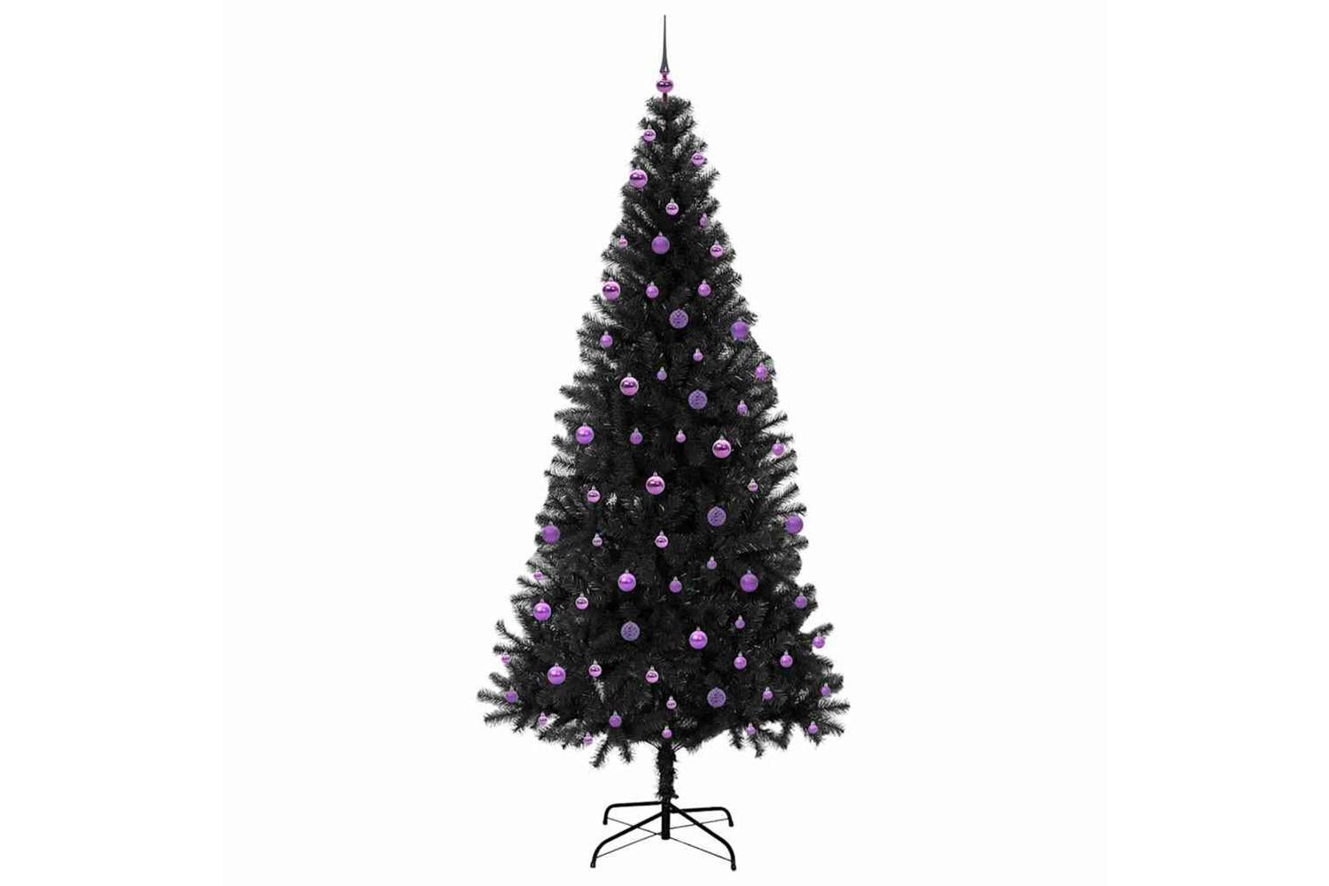Vidaxl Christmas Tree With 300 Leds With Stand Black 240 Cm Pvc-4