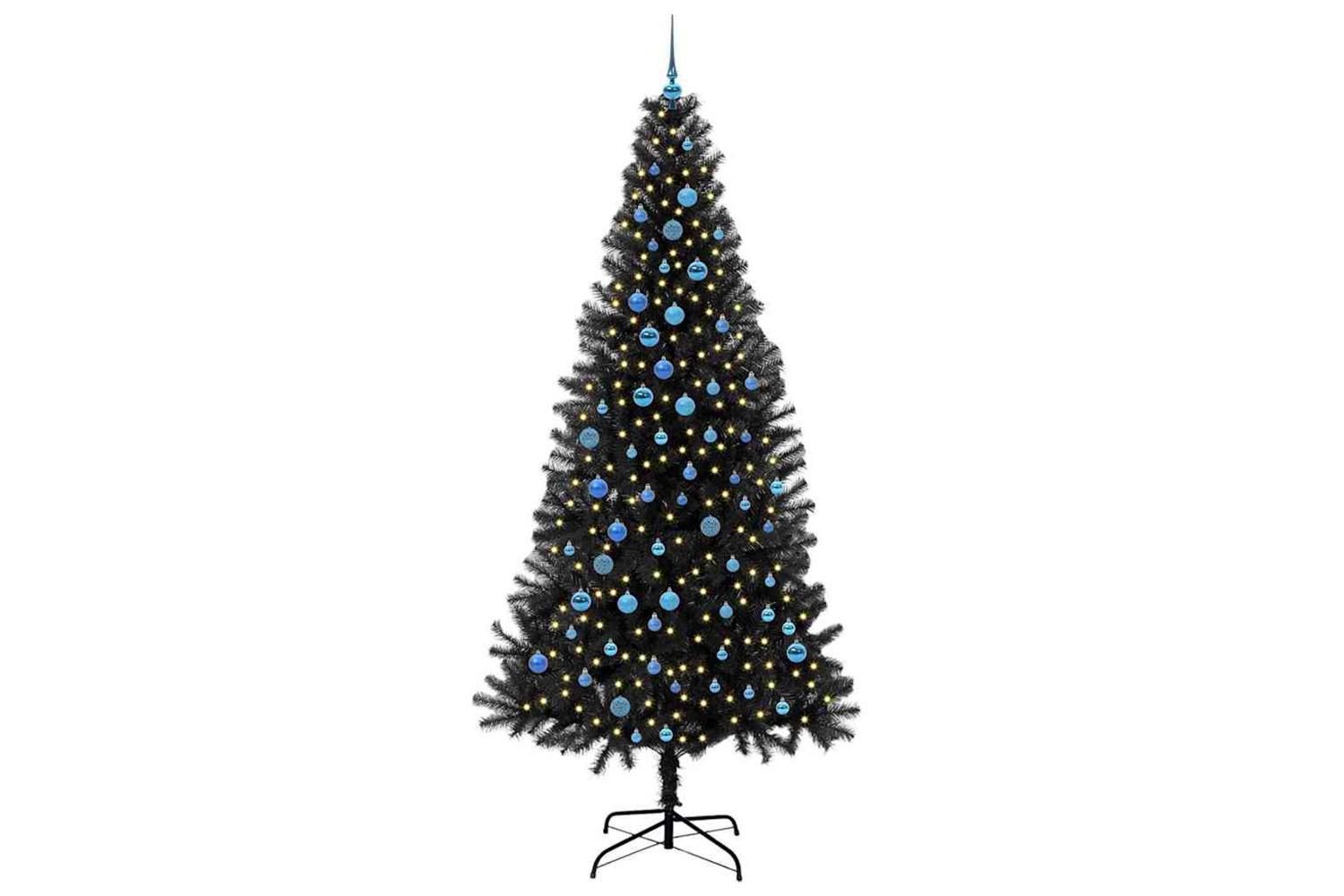Vidaxl Christmas Tree With 300 Leds With Stand Black 240 Cm Pvc-3