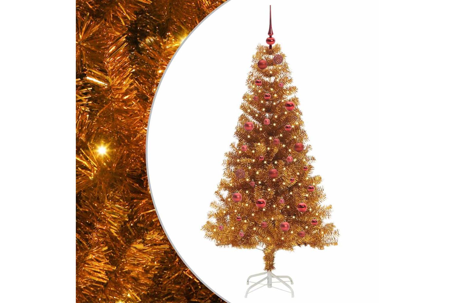 Vidaxl Christmas Tree With 150 Leds With Stand Gold 150 Cm Pet-2