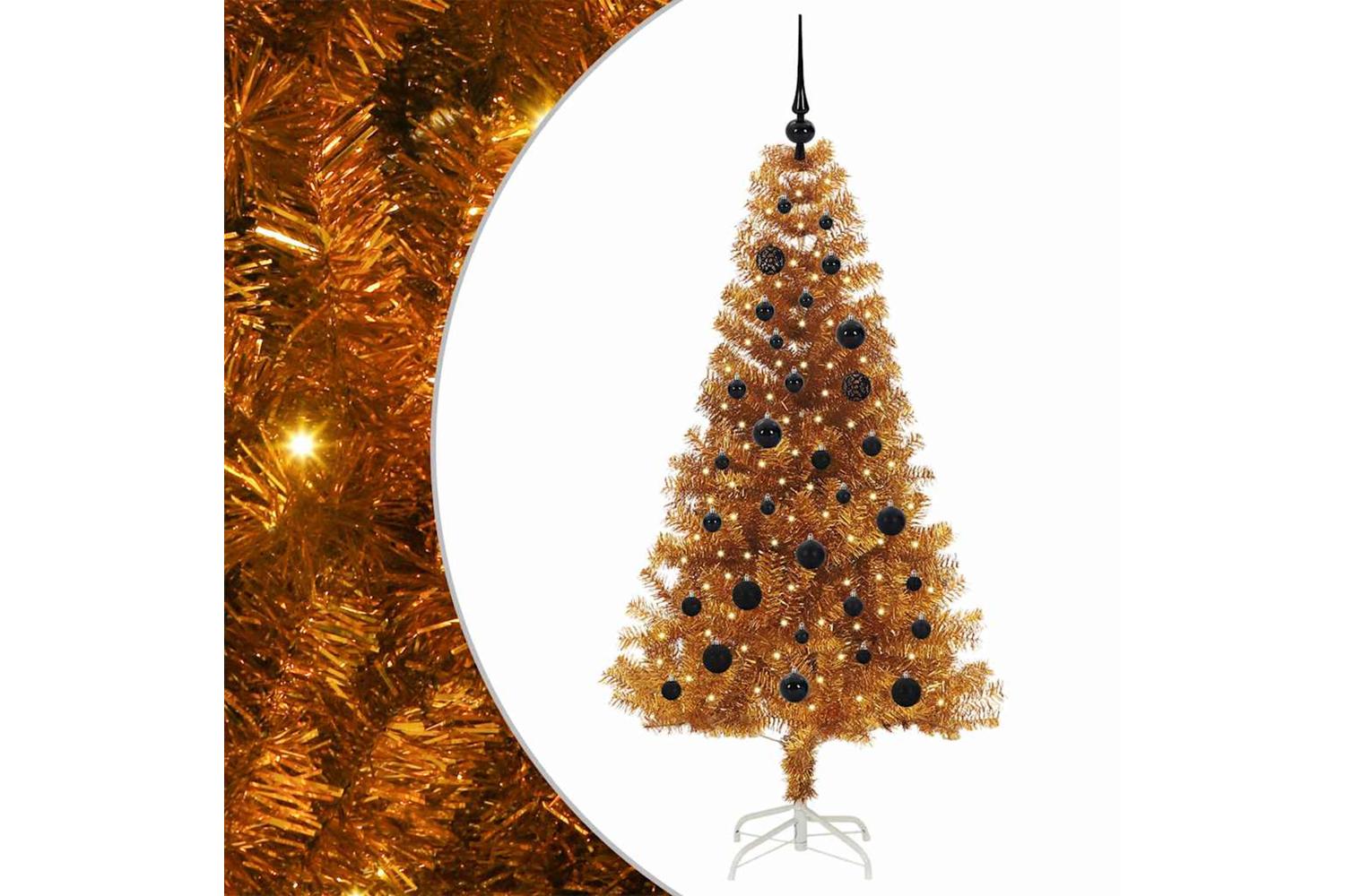 Vidaxl Christmas Tree With 150 Leds With Stand Gold 150 Cm Pet-2