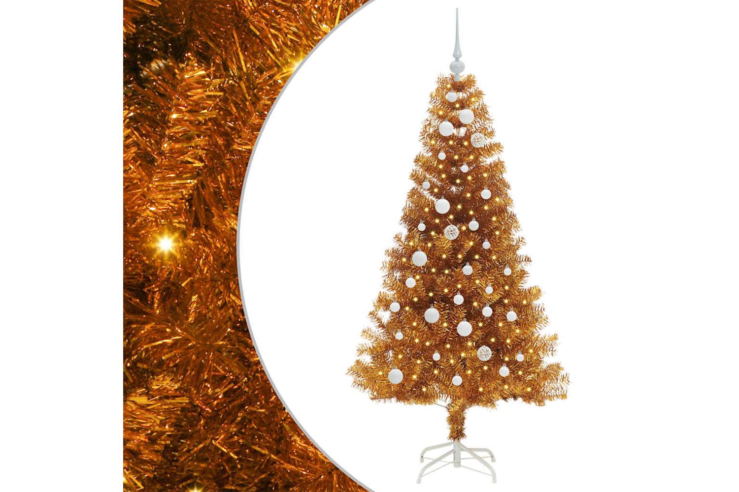 Vidaxl Christmas Tree With 150 Leds With Stand Gold 150 Cm Pet-2