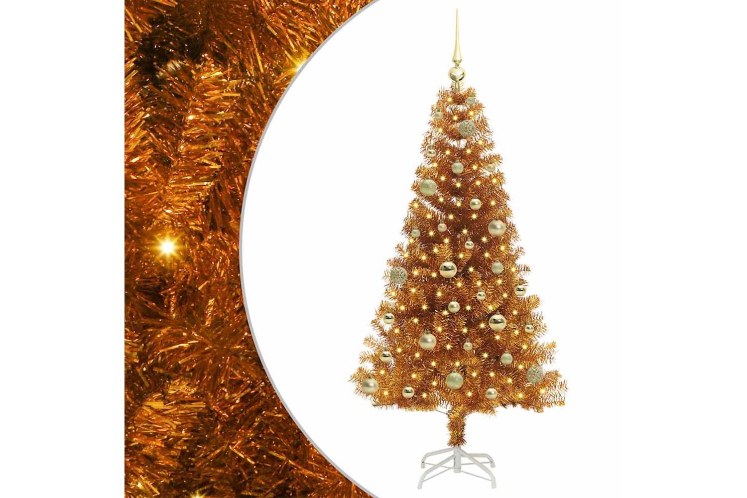 Vidaxl Christmas Tree With 150 Leds With Stand Gold 150 Cm Pet-2