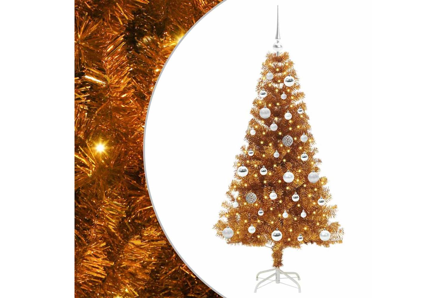 Vidaxl Christmas Tree With 150 Leds With Stand Gold 150 Cm Pet-2