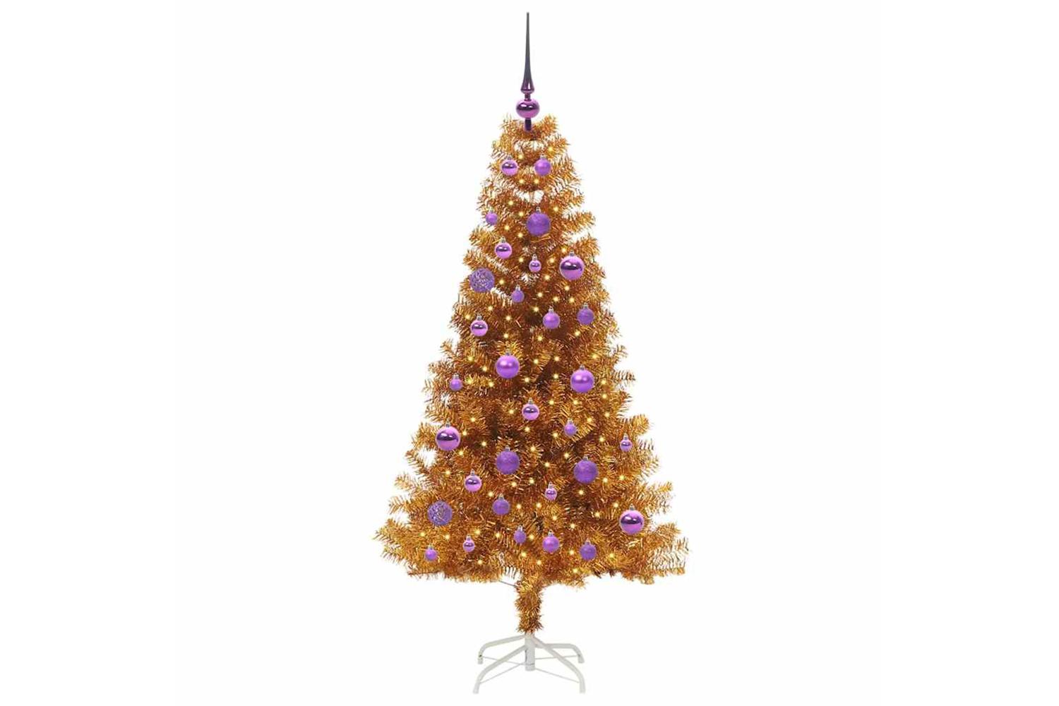 Vidaxl Christmas Tree With 150 Leds With Stand Gold 150 Cm Pet-3