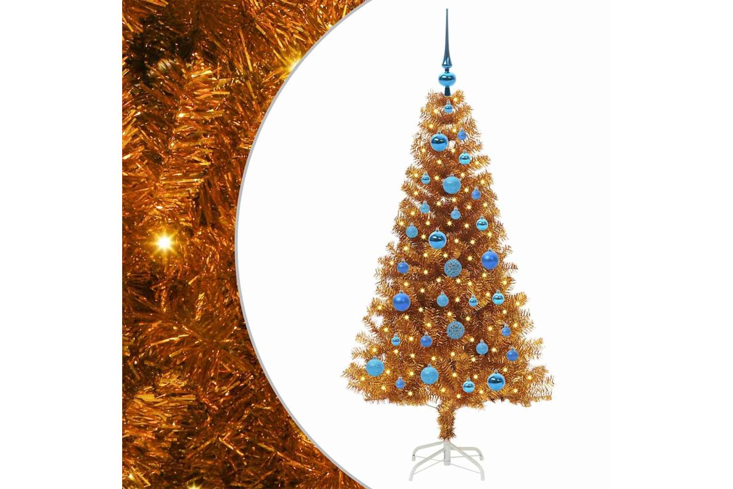Vidaxl Christmas Tree With 150 Leds With Stand Gold 150 Cm Pet-2