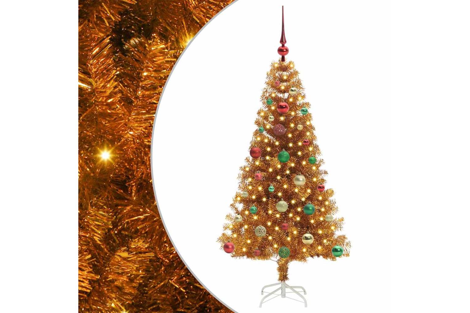 Vidaxl Christmas Tree With 150 Leds With Stand Gold 150 Cm Pet-2