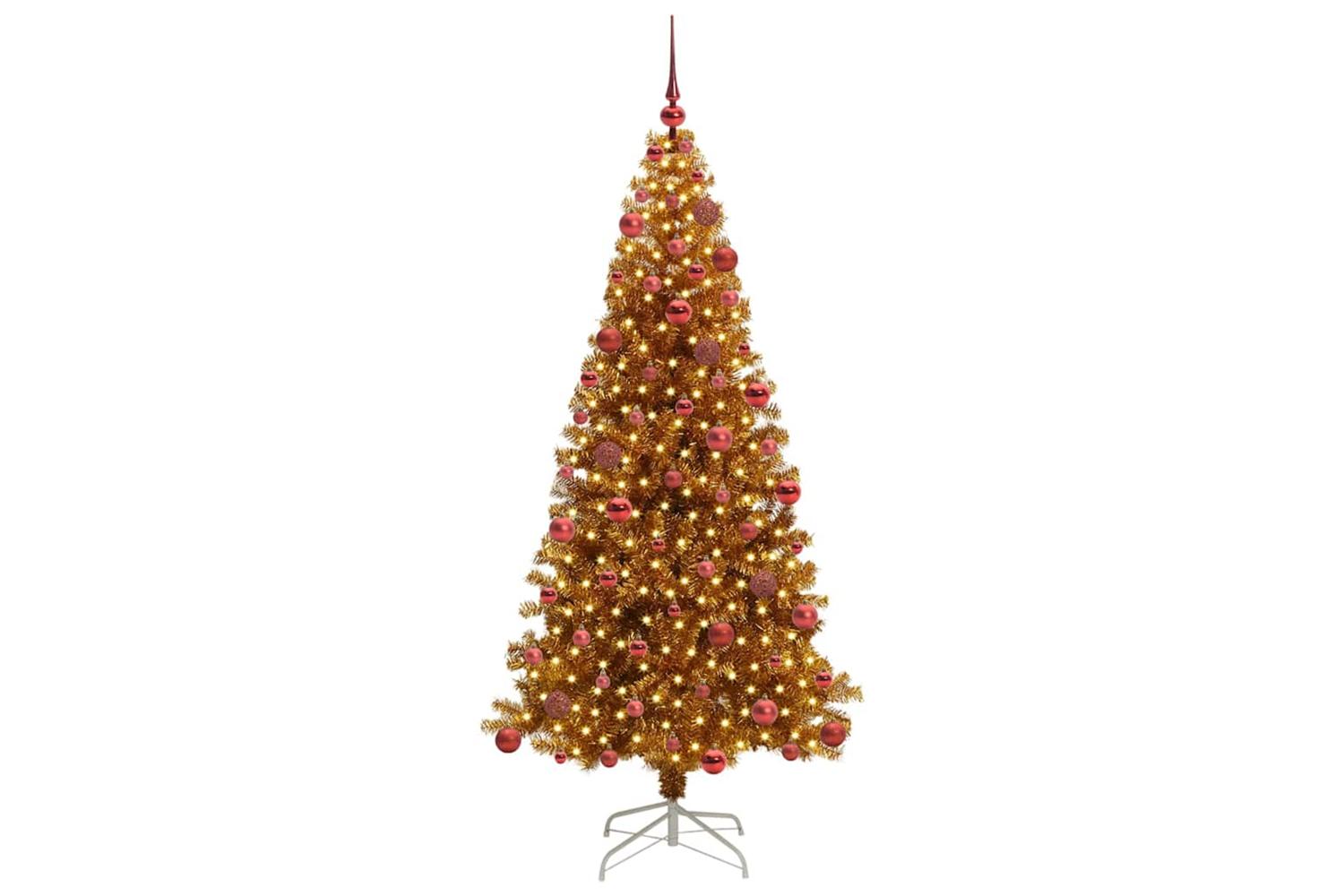 Vidaxl Christmas Tree With 300 Leds With Stand Gold 180 Cm Pet-3