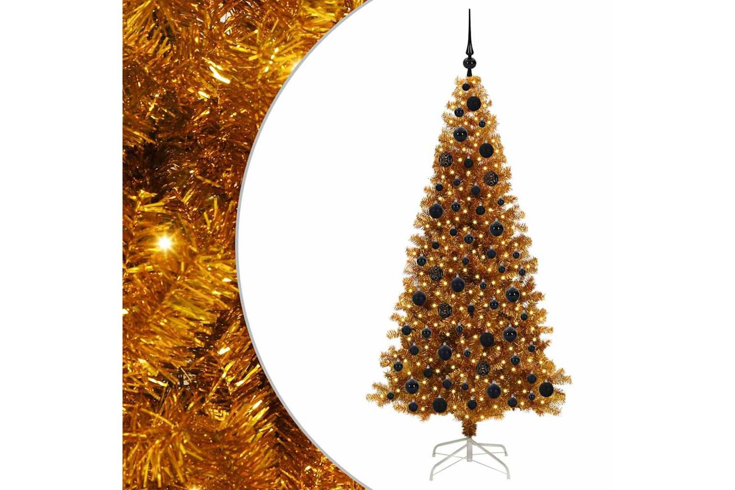 Vidaxl Christmas Tree With 300 Leds With Stand Gold 180 Cm Pet-2