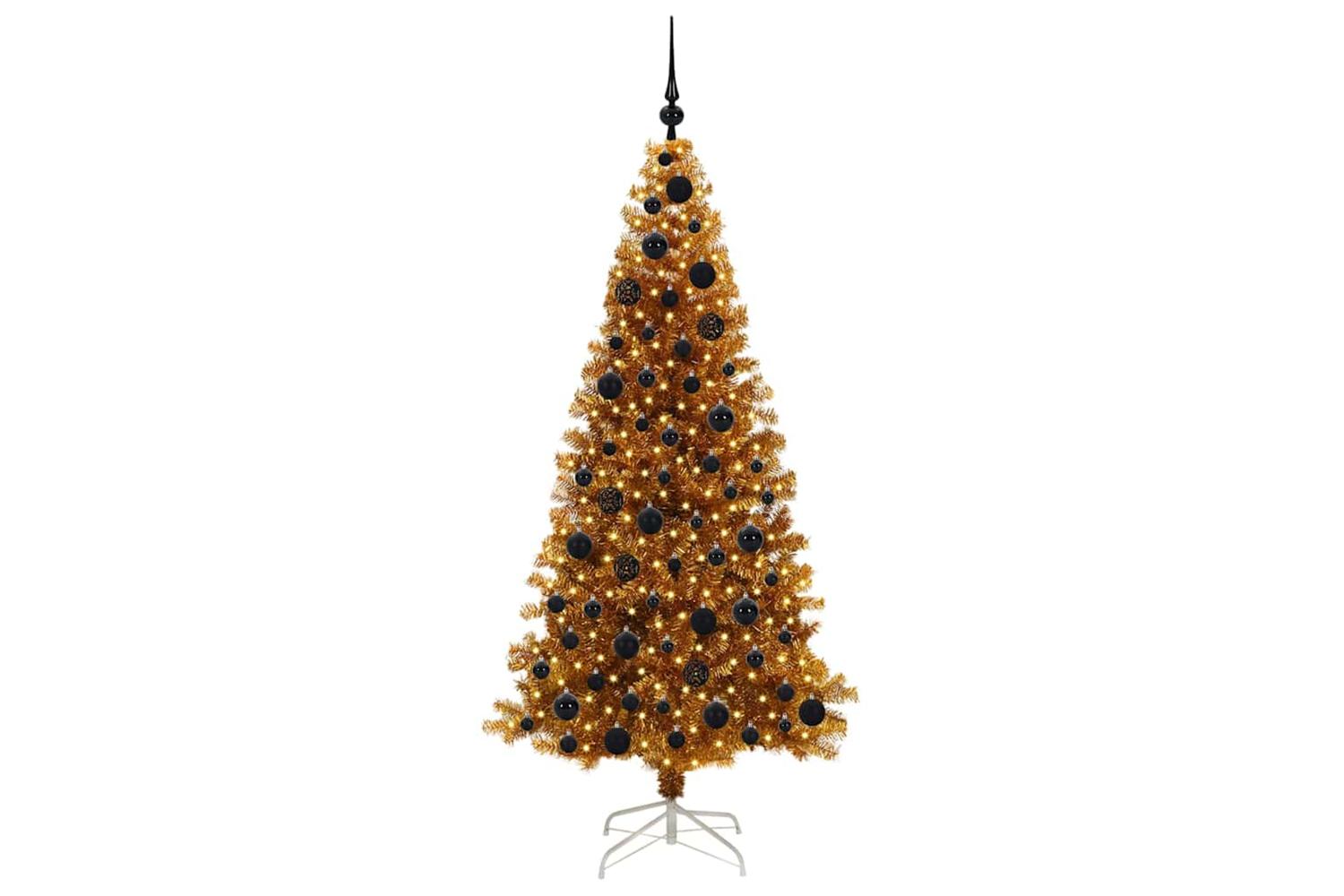 Vidaxl Christmas Tree With 300 Leds With Stand Gold 180 Cm Pet-3