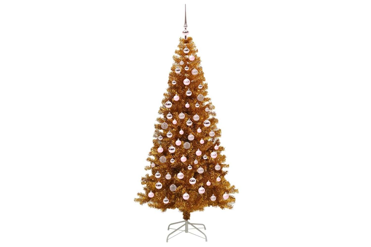 Vidaxl Christmas Tree With 300 Leds With Stand Gold 180 Cm Pet-4