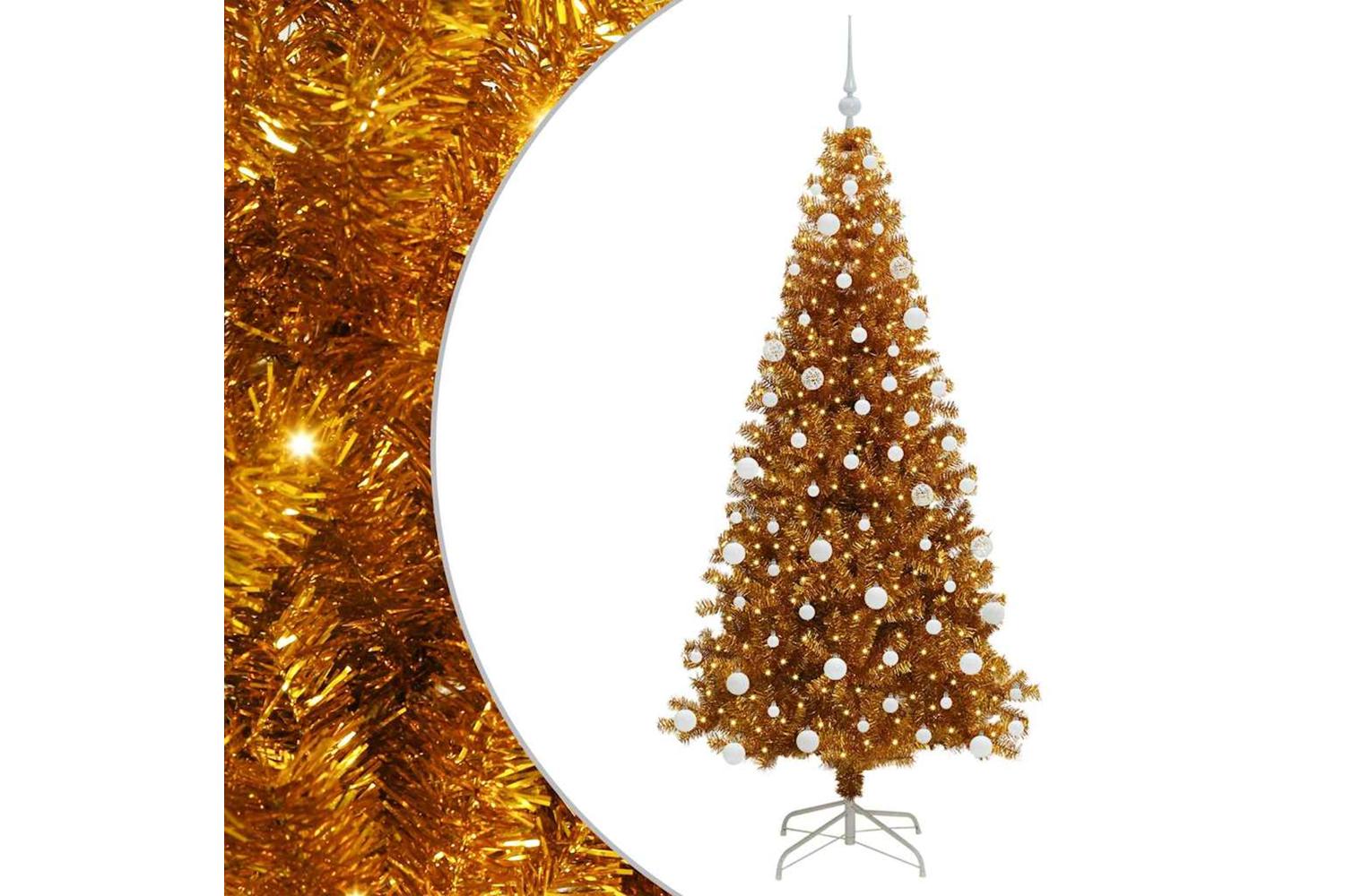 Vidaxl Christmas Tree With 300 Leds With Stand Gold 180 Cm Pet
