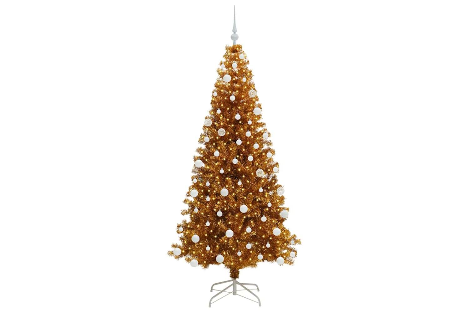 Vidaxl Christmas Tree With 300 Leds With Stand Gold 180 Cm Pet-3